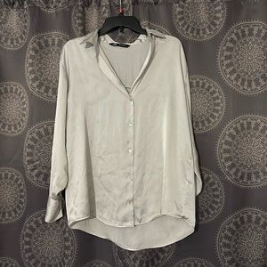 White silk Zara blouse